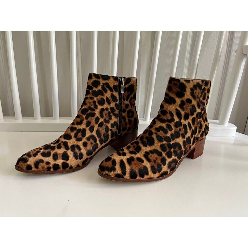 J. Crew Walker Calf Hair Booties Leopard